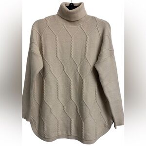 Grace S Cable Rib Knit Casual Winter Minimalist Sweater Sand Viscose